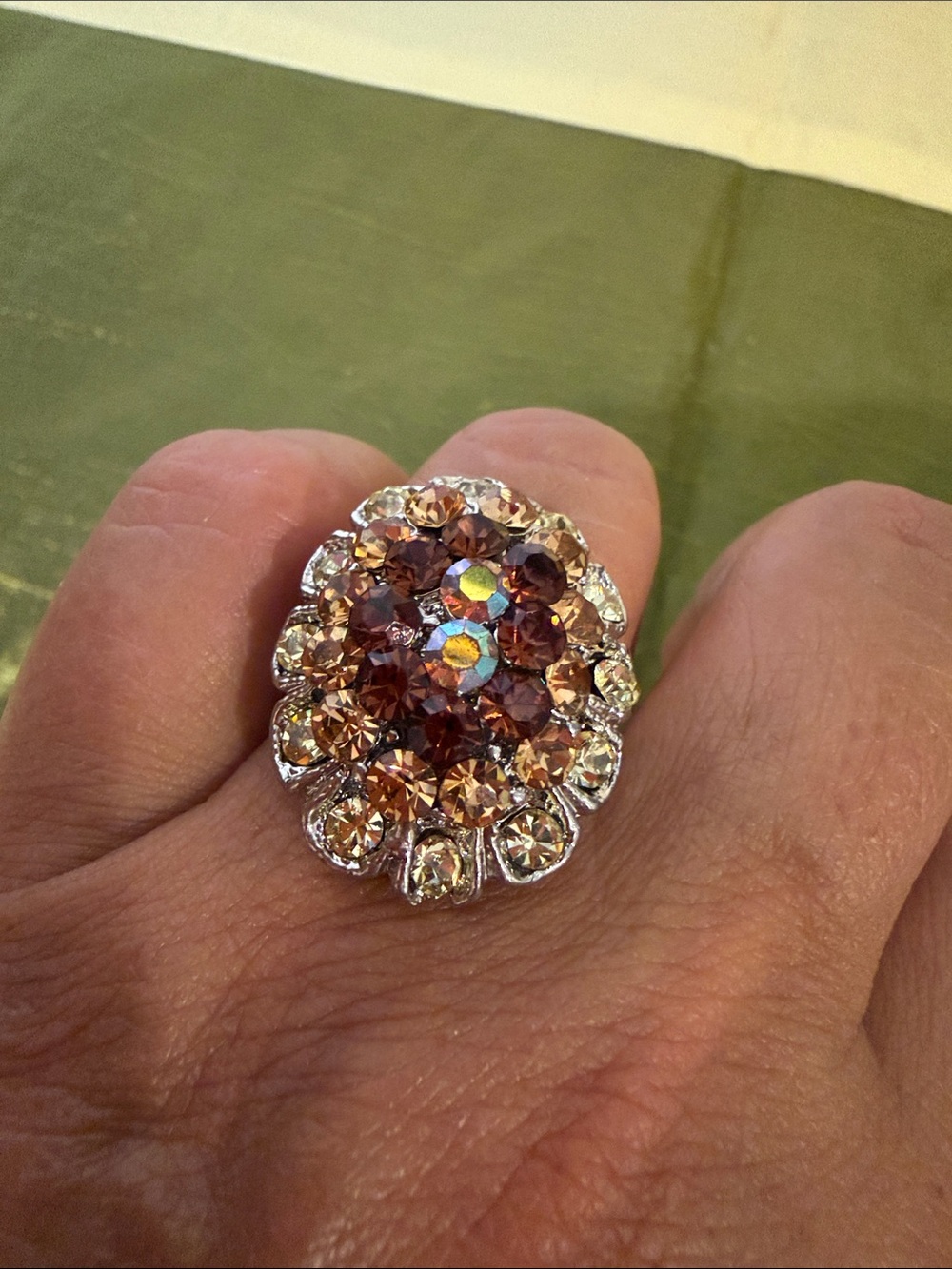 Statement Cluster Cocktail Ring in Champagne and Amber